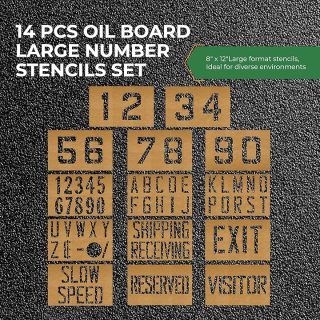 Fox Valley Paint Parking Lot Number Stencils - 14PCS Oil Board Factory Stencil Sets, Road & Floor Marking