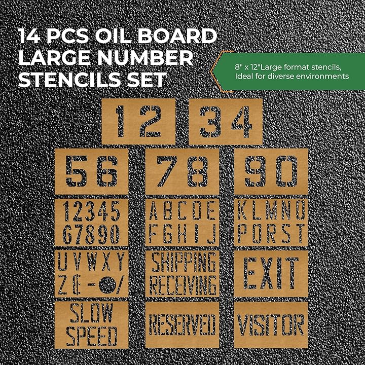 Fox Valley Paint Parking Lot Number Stencils - 14PCS Oil Board Factory Stencil Sets, Road & Floor Marking