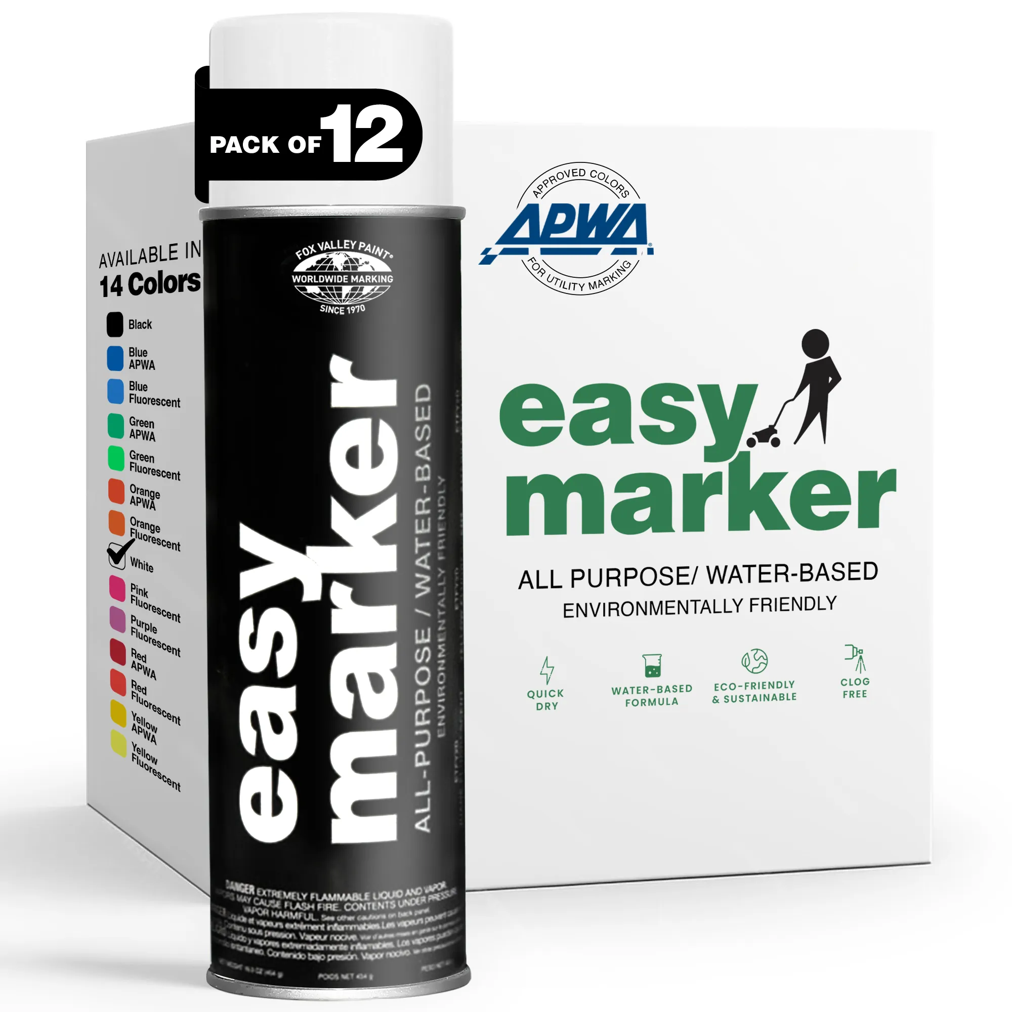 Fox Valley Easy Marker Inverted Utility Marking Spray Paint (Water-Based)