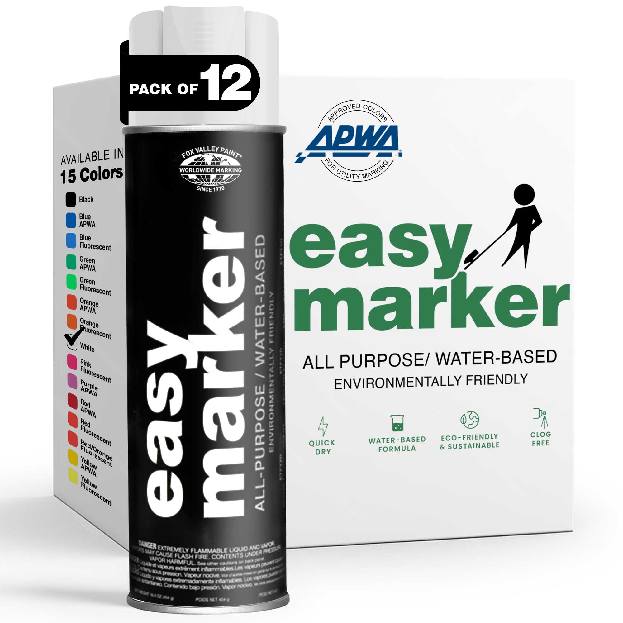 Fox Valley Easy Marker Inverted Utility Marking Spray Paint (Water-Based)