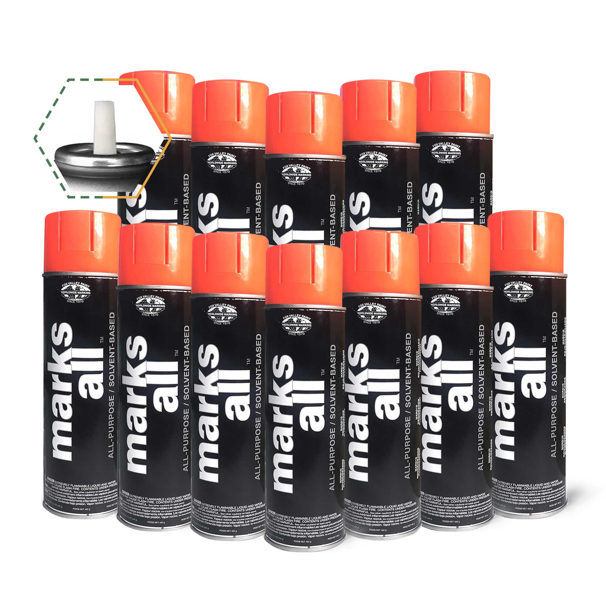Fox Valley Marks All Inverted Utility Marking Spray Paint (Solvent-Based)